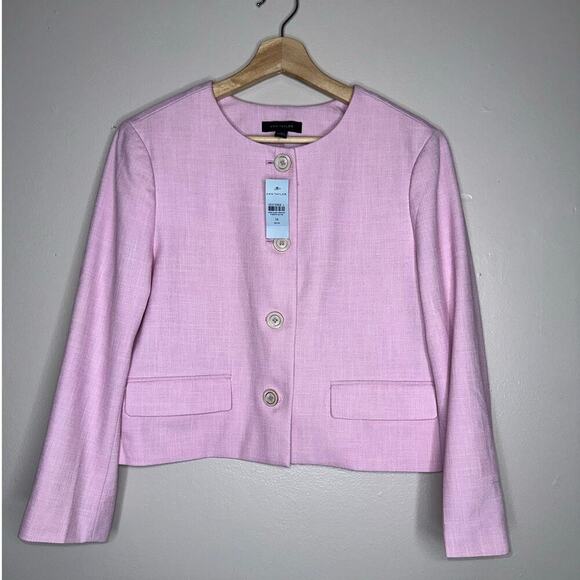 Ann Taylor NWT Crew Neck Jacket/Blazer Cross Weave Fragrant Lilac Size 14 Petite - Picture 2 of 8